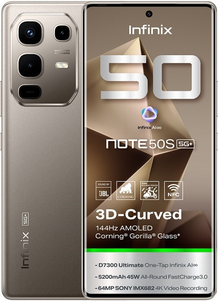 Infinix Note 50s 5G X6870 Dual Sim 256GB Titanium Grey (8GB RAM) - Global Version