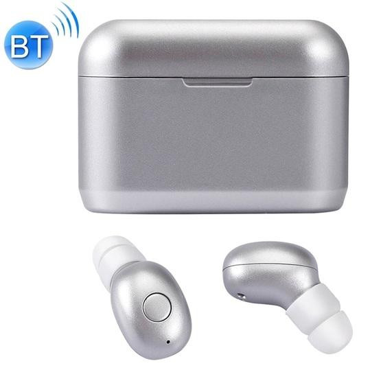 DT-4 IPX Waterproof Bluetooth 5.0 Wireless Bluetooth Earphone with Magnetic Charging Box(Silver)