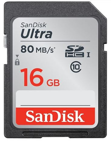 Sandisk 16GB Ultra 80MB/s Micro SDHC (Class 10)