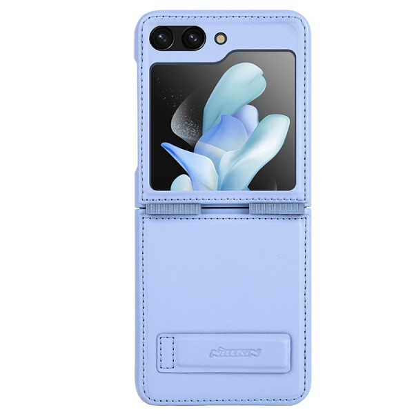 NILLKIN QIN Series Plain Leather Phone Case for Galaxy Z Flip 5 (Blue)