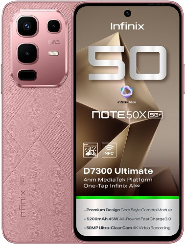 Infinix Note 50x 5G X6857B Dual Sim 256GB Sunset Spice Pink (8GB RAM) - Global Version