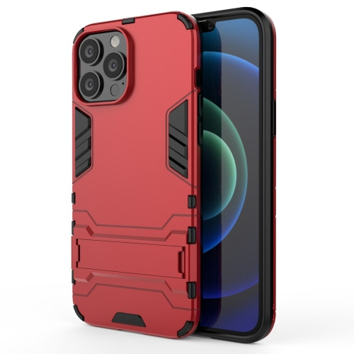 PC + TPU Shockproof Protective Case with Invisible Holder for iPhone 13 Pro Max (Red)
