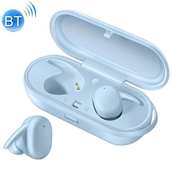 DT-7 IPX Waterproof Bluetooth 5.0 Wireless Bluetooth Earphone with 300mAh Magnetic Charging Box (Blue)