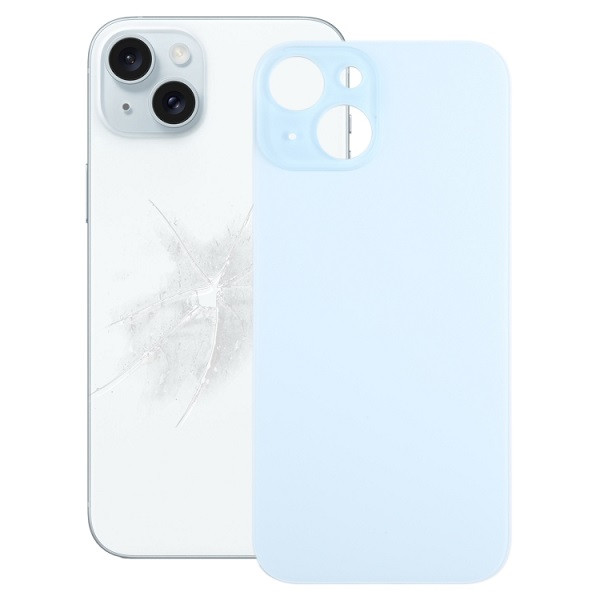 Easy Replacement Big Camera Hole Glass Back Battery Cover for iPhone 15 (Blue)
