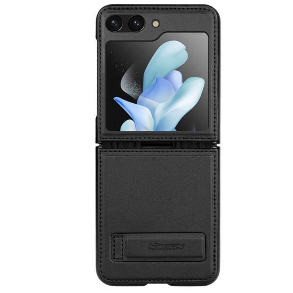 NILLKIN QIN Series Plain Leather Phone Case for Galaxy Z Flip 5 (Black)