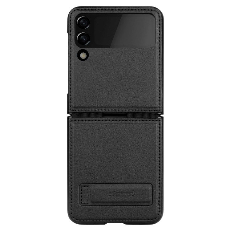 NILLKIN QIN Series Plain Leather Phone Case for Samsung Galaxy Z Flip 4 (Black)