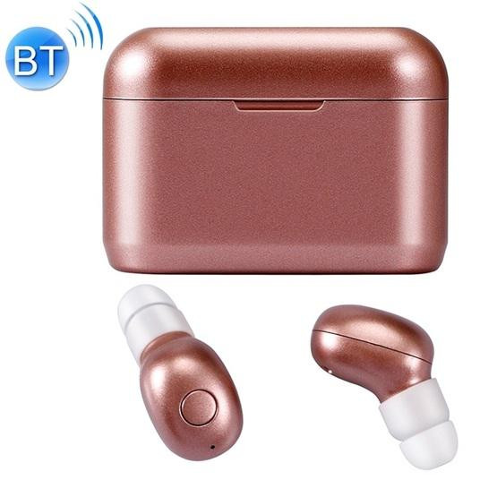 DT-4 IPX Waterproof Bluetooth 5.0 Wireless Bluetooth Earphone with Magnetic Charging Box(Rose Gold)